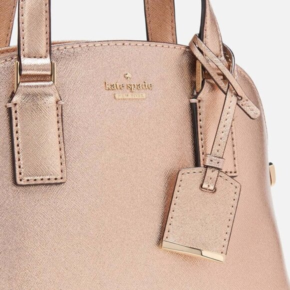 Kate Spade Small Lottie Rose Gold Crossbody Satchel Women Leather Bag Top Handle - Picture 6 of 9